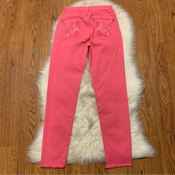 Etro Pink Embroidered Skinny Size 28 Raw hem, front and back pockets - Picture 2 of 10